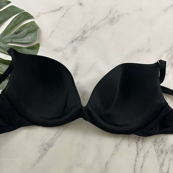 Cacique Push Up Bra Size 40 DDD Black Underwire Smooth T-Shirt Plunge - Picture 6 of 8
